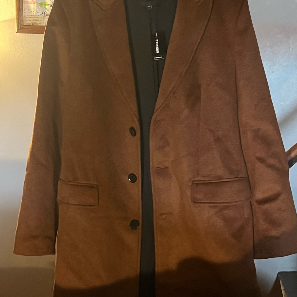 Express Men's Rich Brown Trench Coat New with tags!!! Never worn!!!